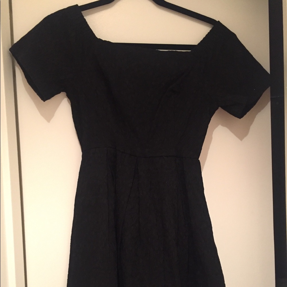 Off the should black mini dress